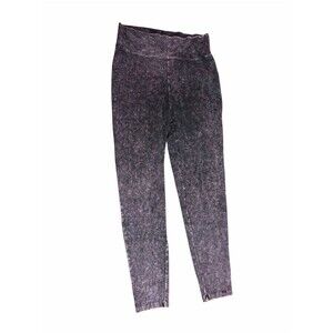 Zenana Signature Tie-Dye Leggings in Black and Purple Accents
